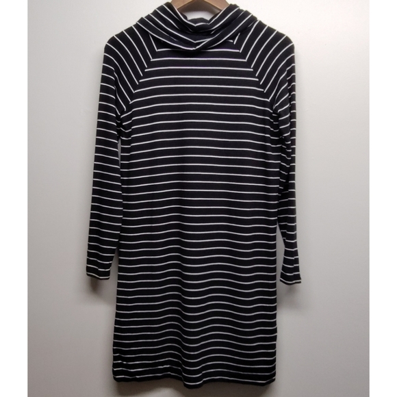 Lou & Grey Shirt Dress Women Size S Black White Stripes Long Sleeve Fall Casual - Picture 5 of 7